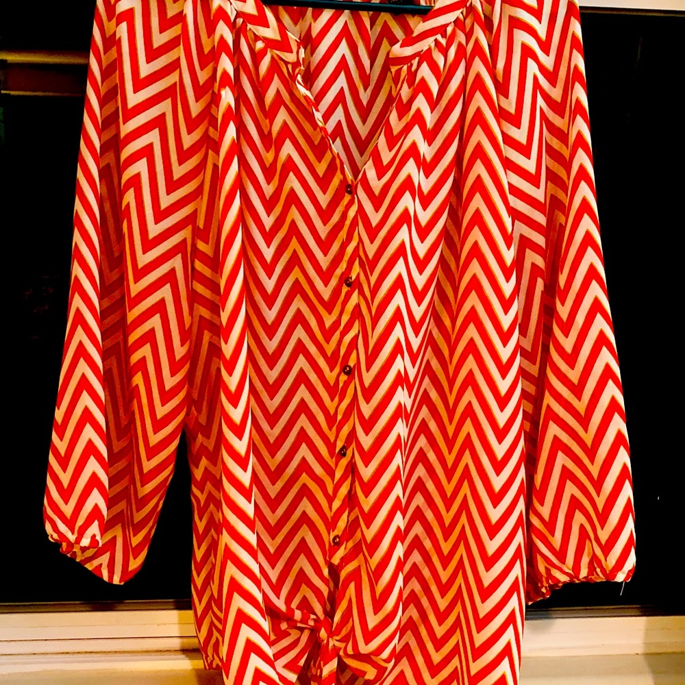 Beautiful Coral and Cream Blouse